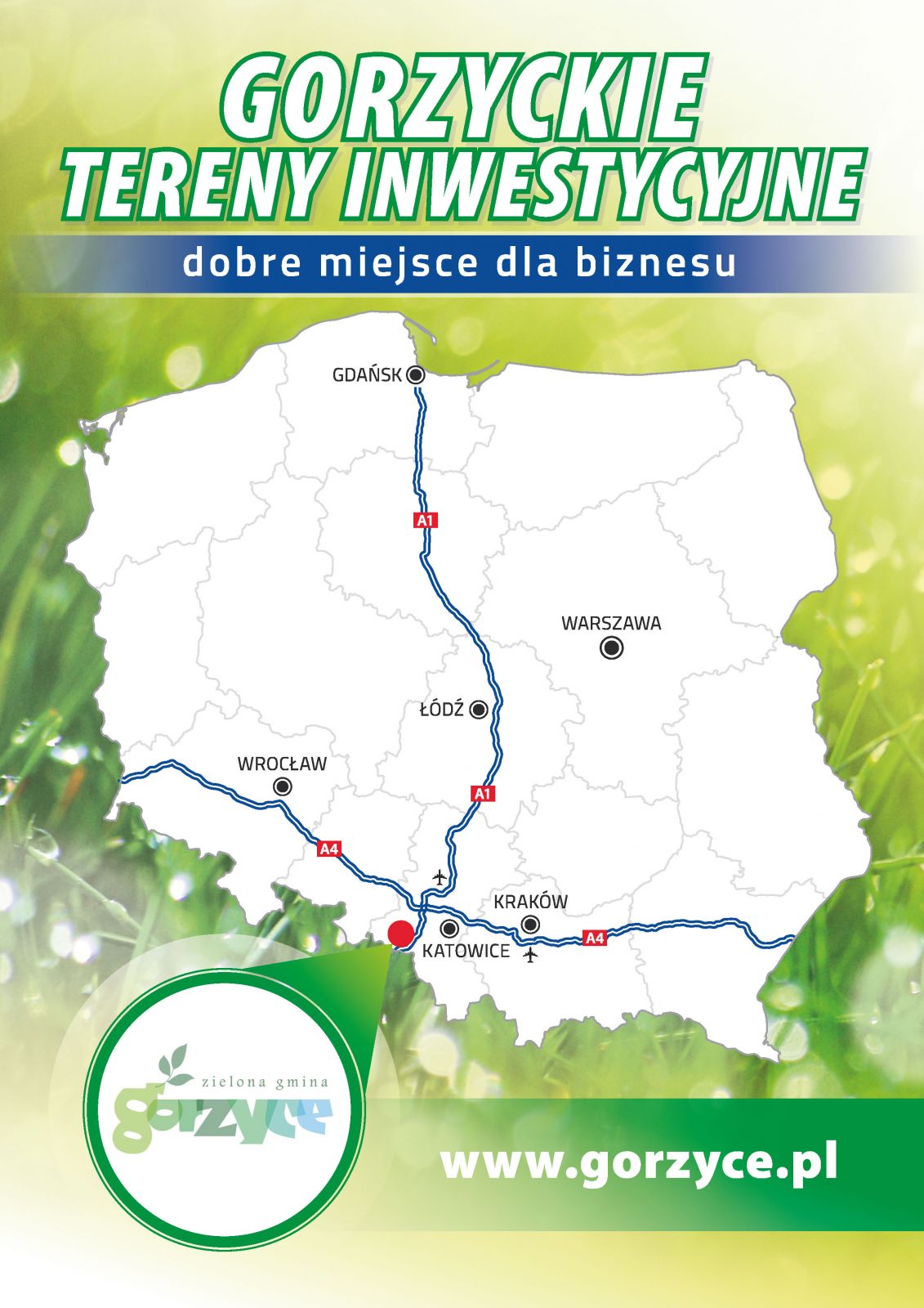 Mapa Polski z zaznaczonym położeniem Gminy Gorzyce